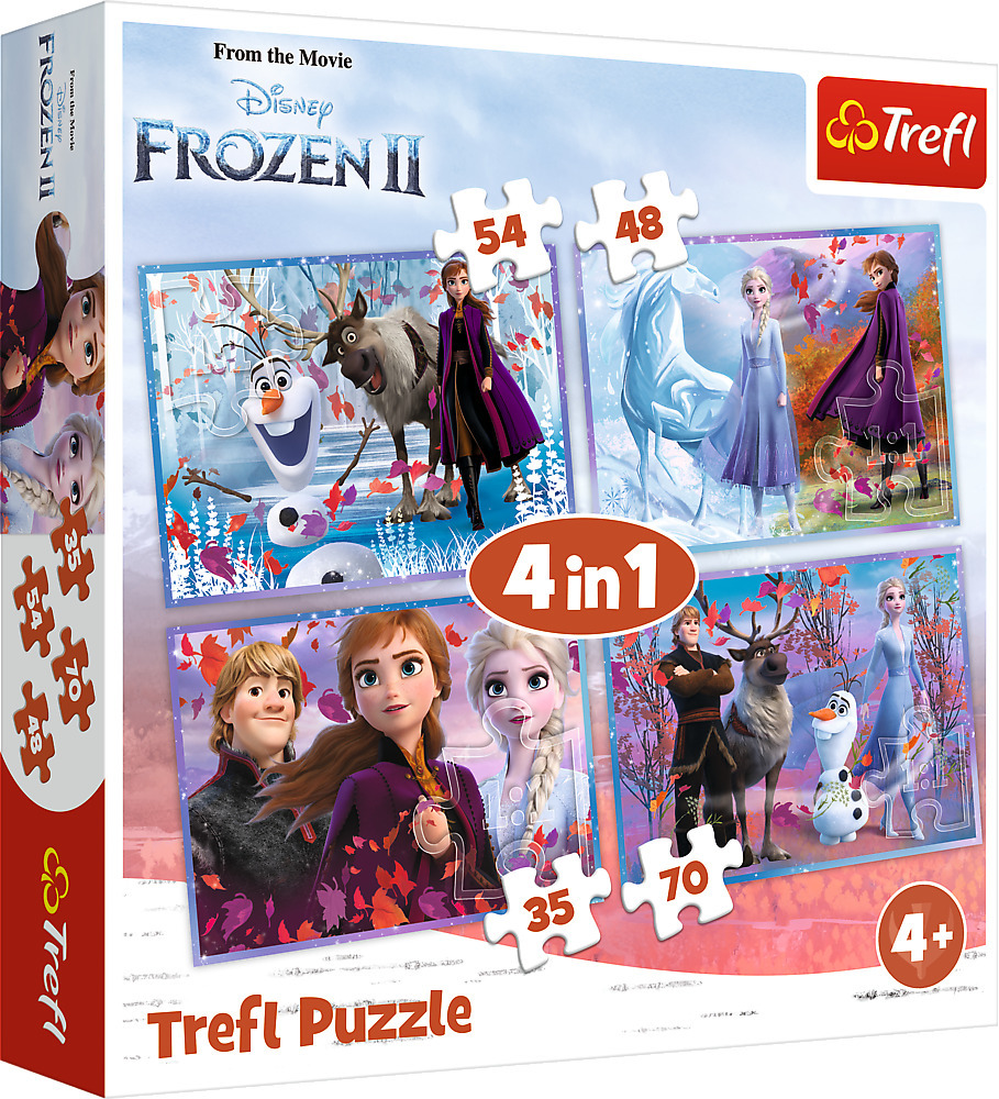 TREFL Frozen 2, 4 ühes pusle, 35+48+54+70 tükki