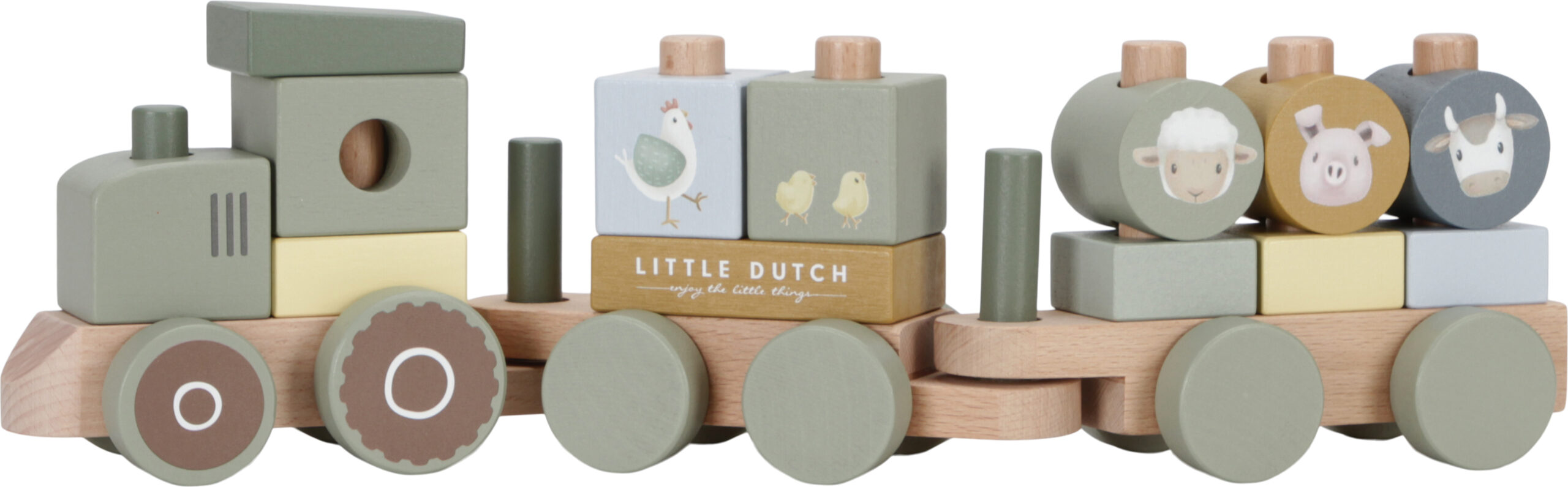 Little Dutch Little Farm puidust rong, virnastatav traktor