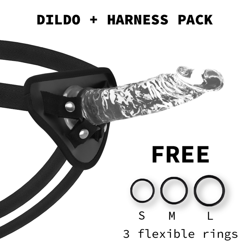HARNESS + CLEAR COCK 19 CM -O- 4 CM