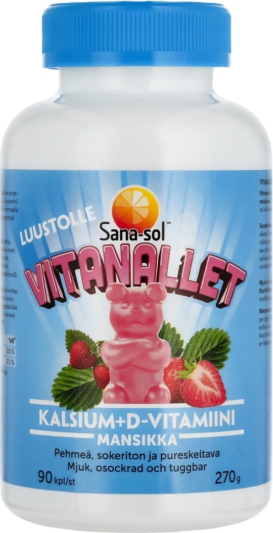 Sana-sol Vitanallet Kaltsium + D-vitamiin, 90 tk