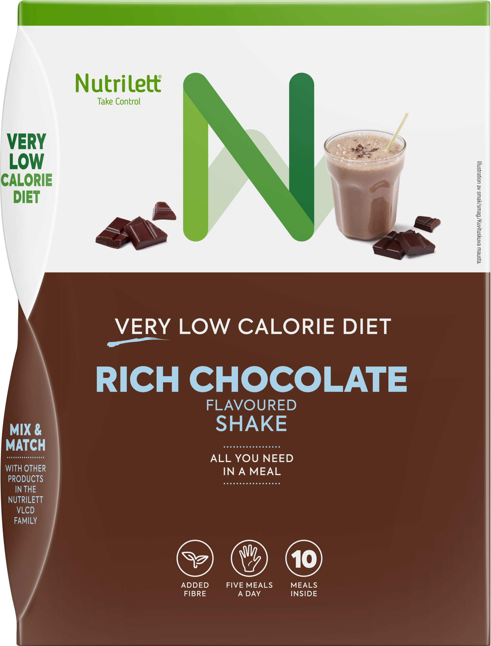 Nutrilett VLCD Rich Chocolate Shake söögiasenduskokteil, 35 g, 10 PACK