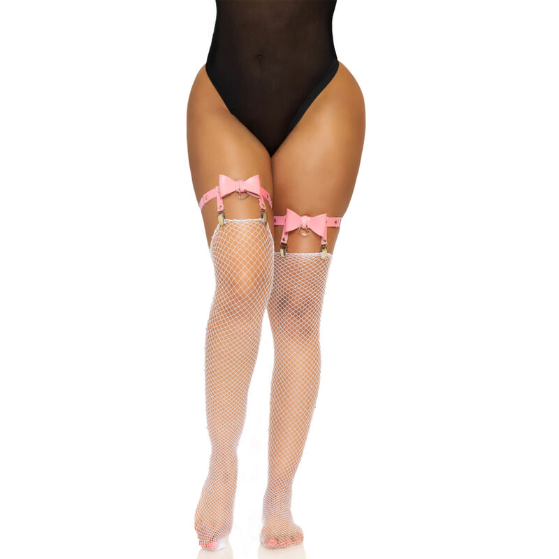 VEGAN LEATHER TIGH HIGH GARTER ONE SIZE PINK