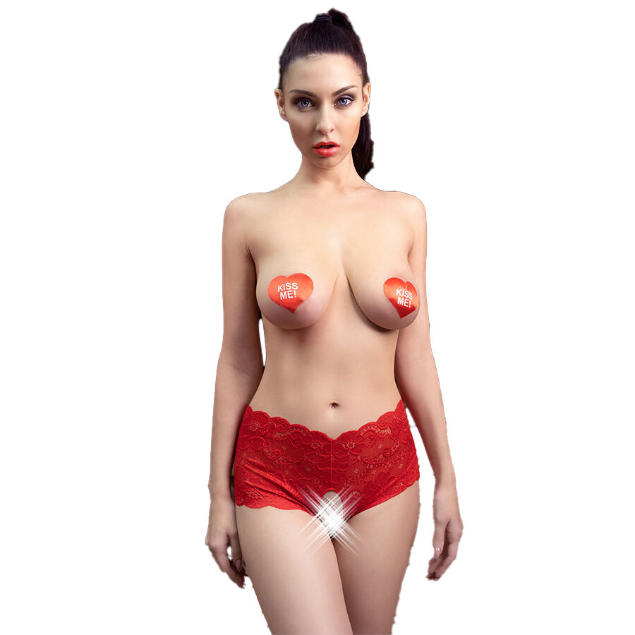 CR 4641 PANTIES CROTCHLESS RED L/XL