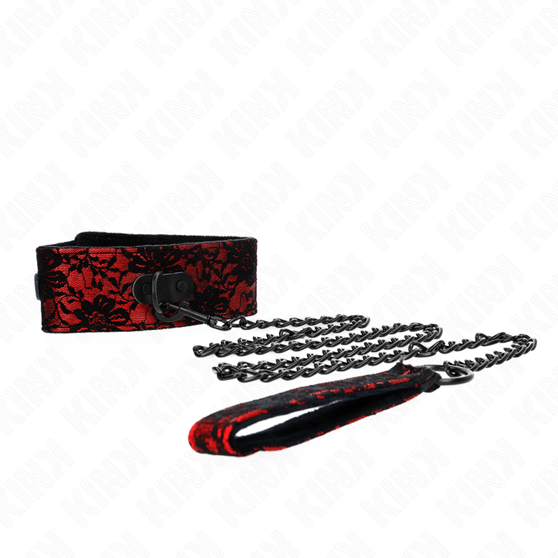 LACE NECKLACE WITH BELT WITH REAL LEATHER BELT 105 CM / 44 X 5.5 CM