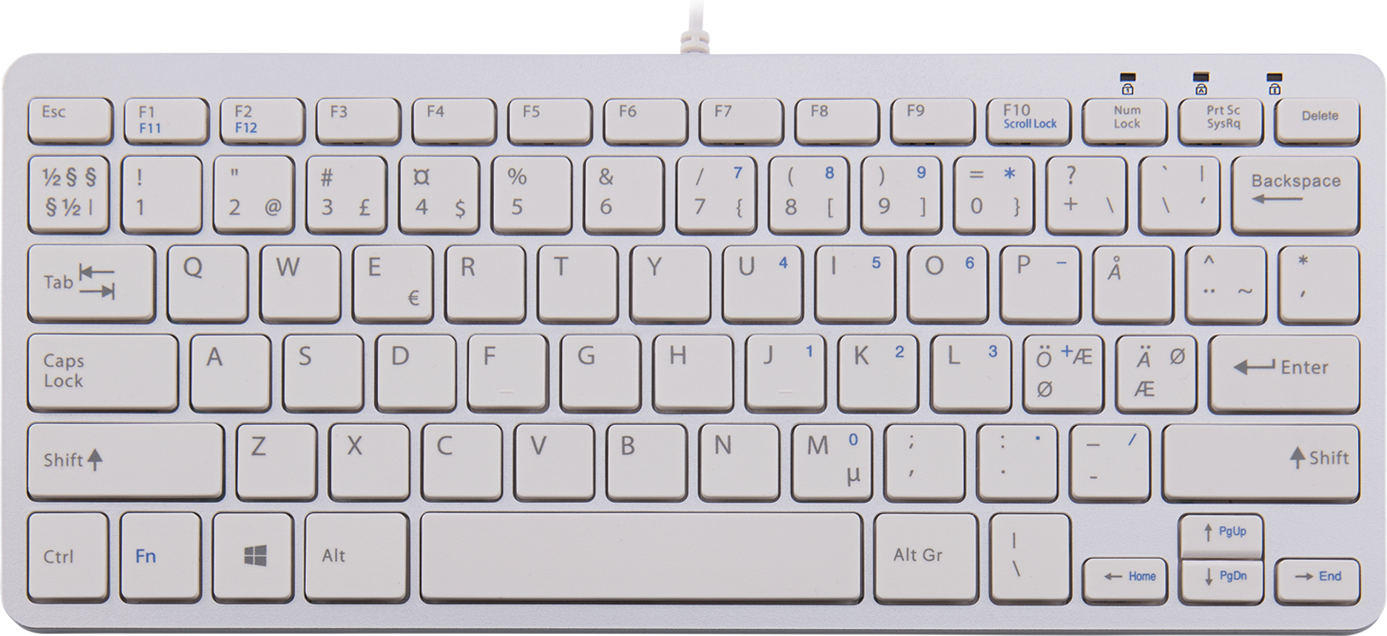 R-Go Compact ergonoomiline klaviatuur, valge