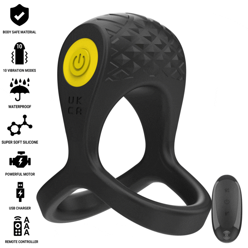 ALEX VIBRATOR DOUBLE PENIS RING 10 VIBRATIONS BLACK