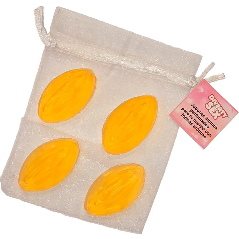 4 MINI VAGINA SHAPED SOAPS YELLOW