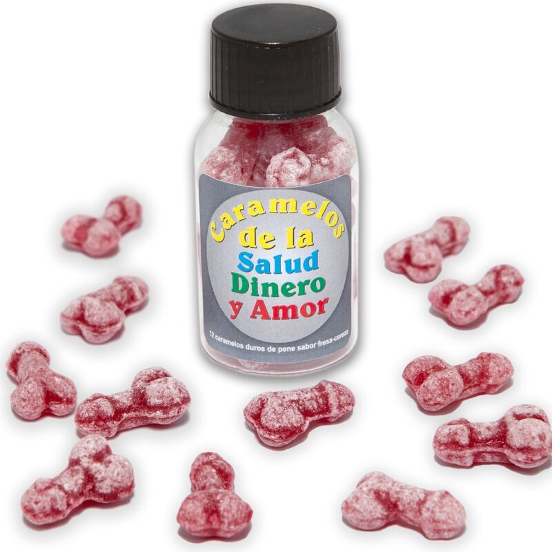 12 HEALTH-MONEY-LOVE CANDIES PENIS SHAPE STRAWBERRY/CHERRY
