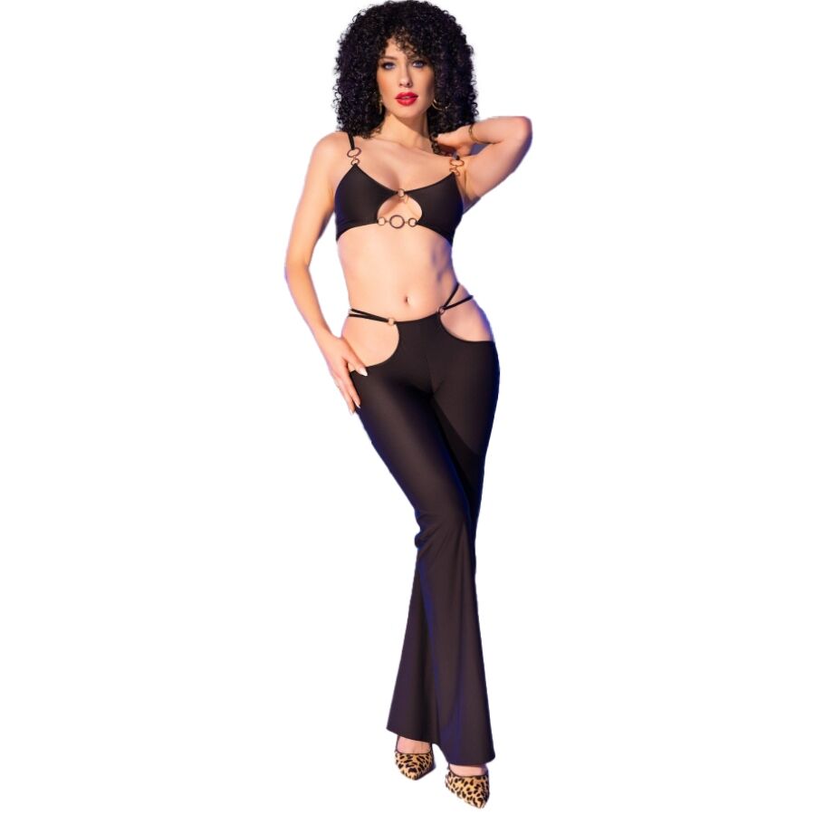 CR 4851 BLACK TOP AND LEGGINGS SET WITH GOLDEN ACCESSORIES S