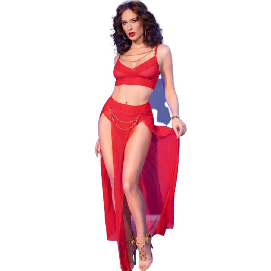 CR 4850 RED TOP AND LEGGINGS SET WITH GOLDEN ACCESSORIES XL