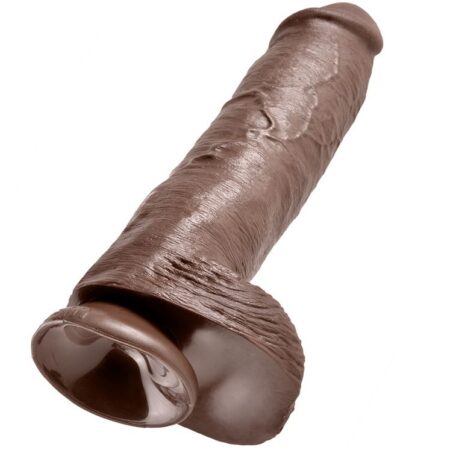 11 DILDO BROWN WITH BALLS 28 CM