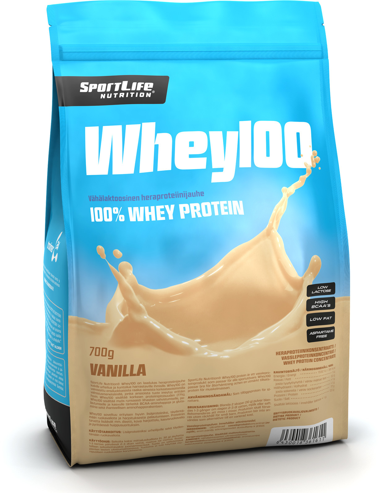 SportLife Whey100 vanilje vadakuvalk, 700 g
