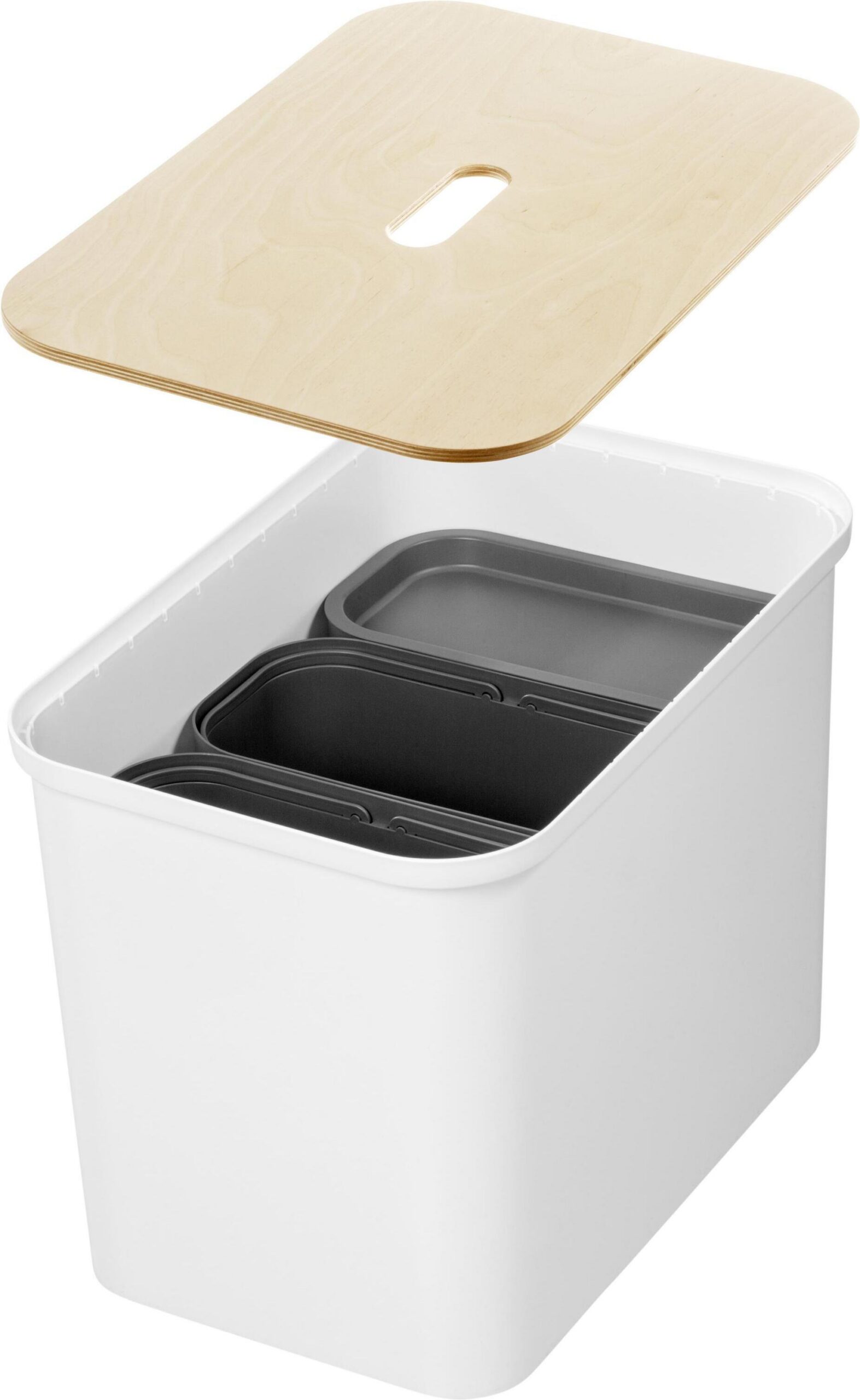 SmartStore Collect sorteerimiskomplekt vineerist kaanega, 76 l, valge