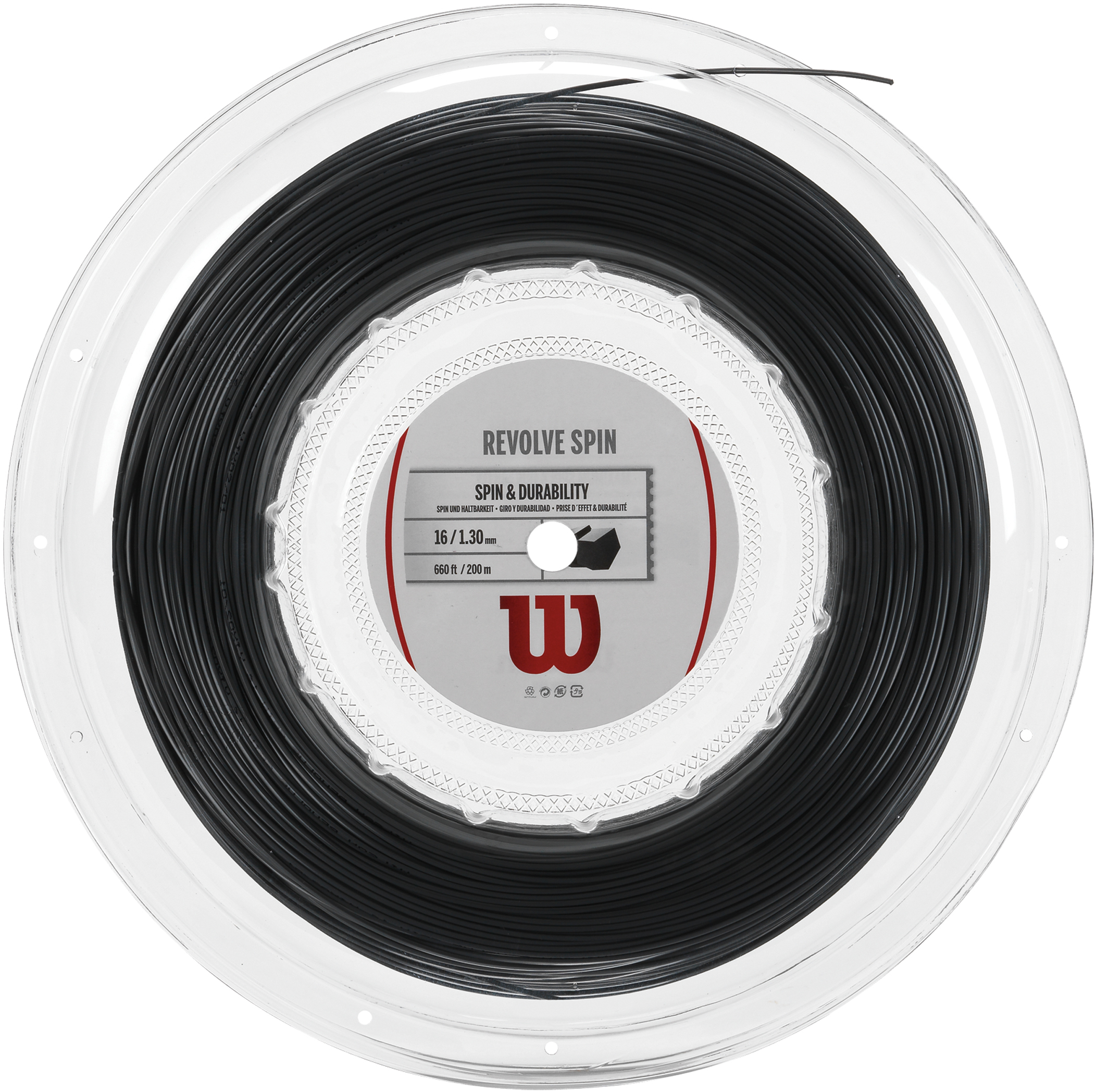Wilson Revolve Spin - nöörirull, must, 16/1,30 mm