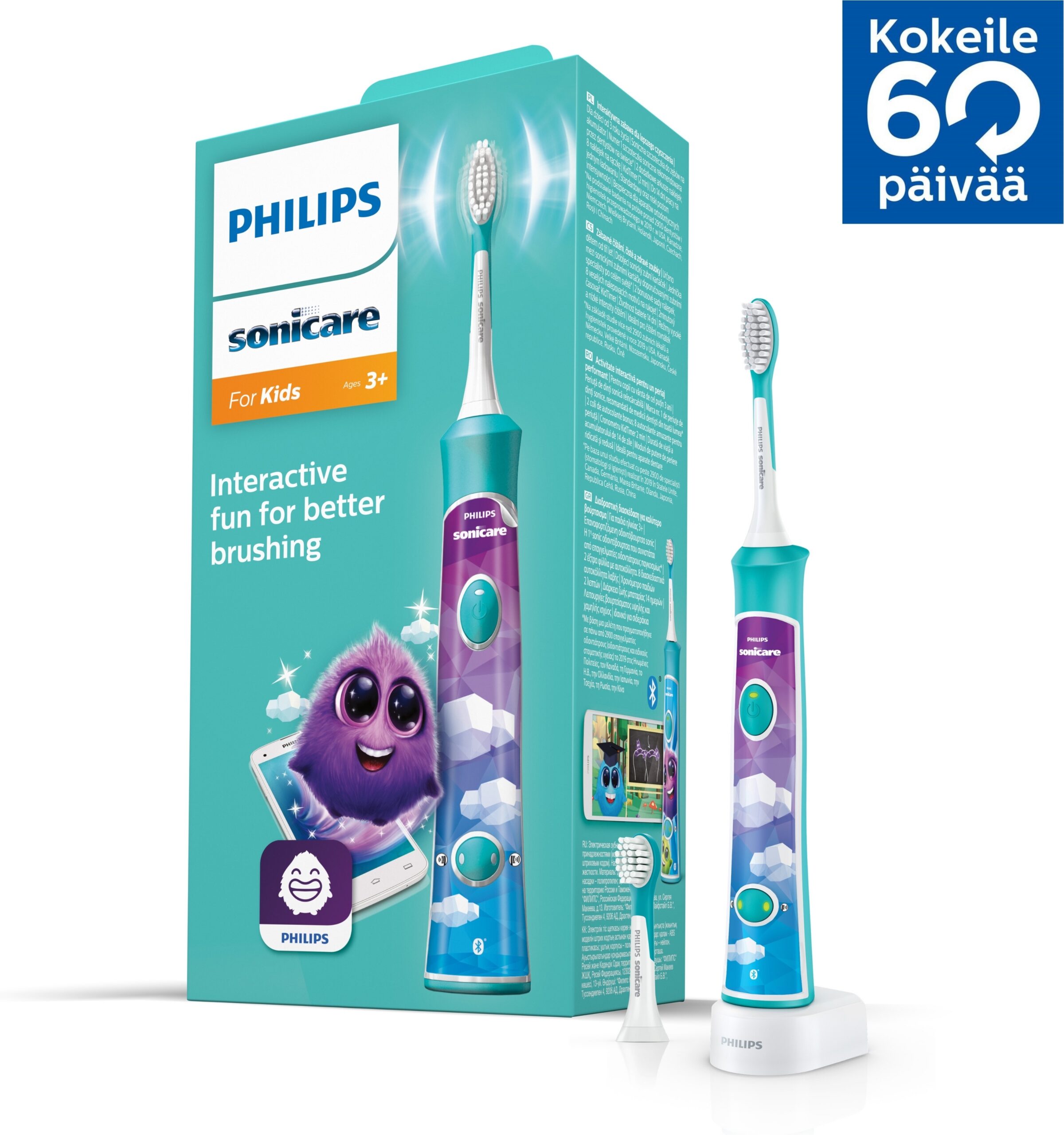 Philips HX6322/04 Sonicare For Kids Sonic-tüüpi elektriline hambahari, sinine