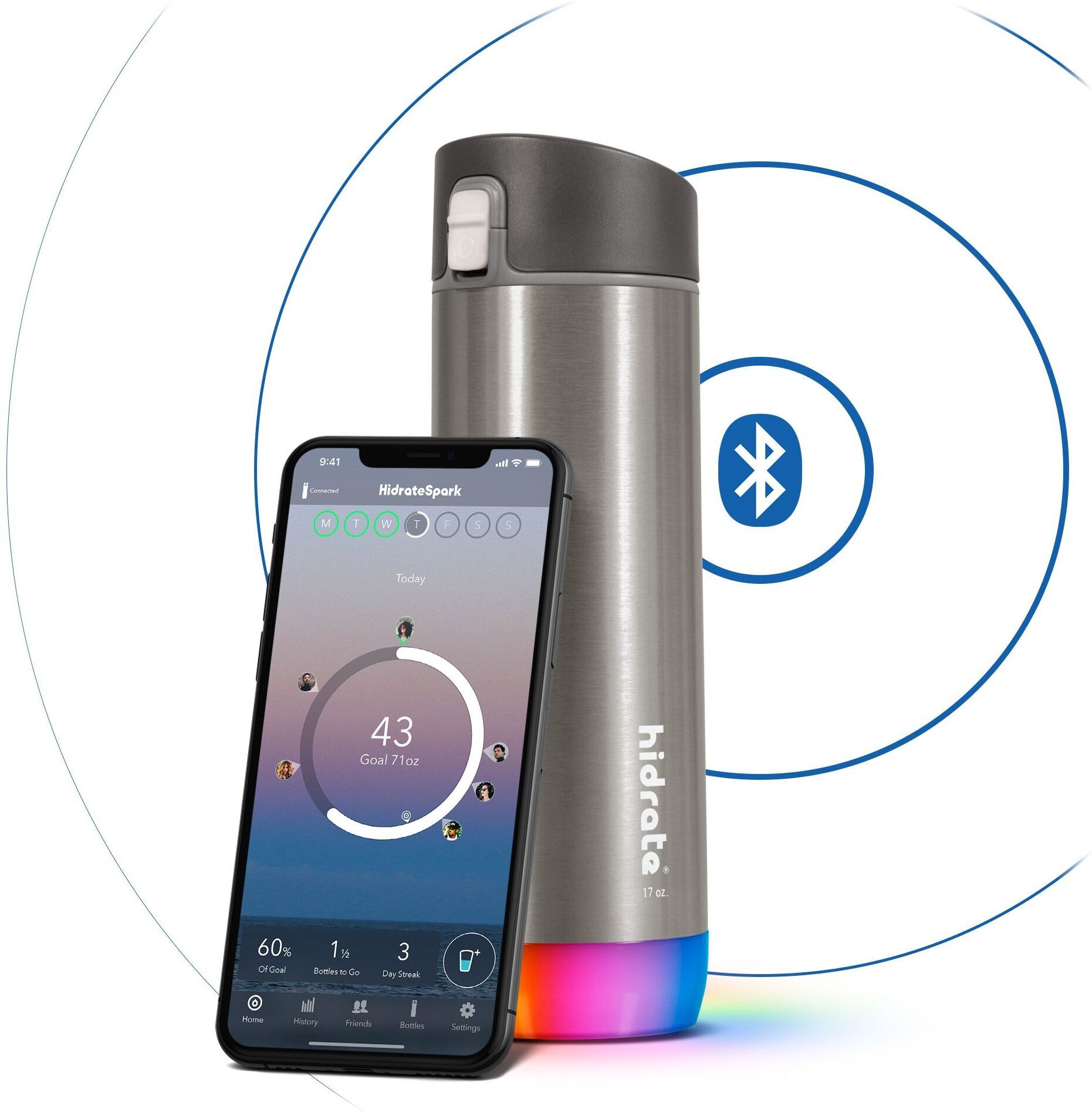 HidrateSpark PRO Chug nutikas joogipudel, 0,62 L, hõbedane - Image 3