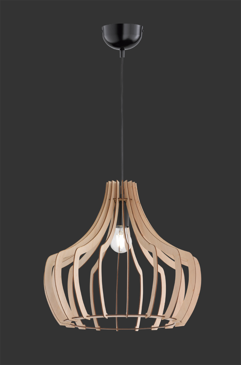 Trio Wood ripplamp, E27, 44 cm, pruun