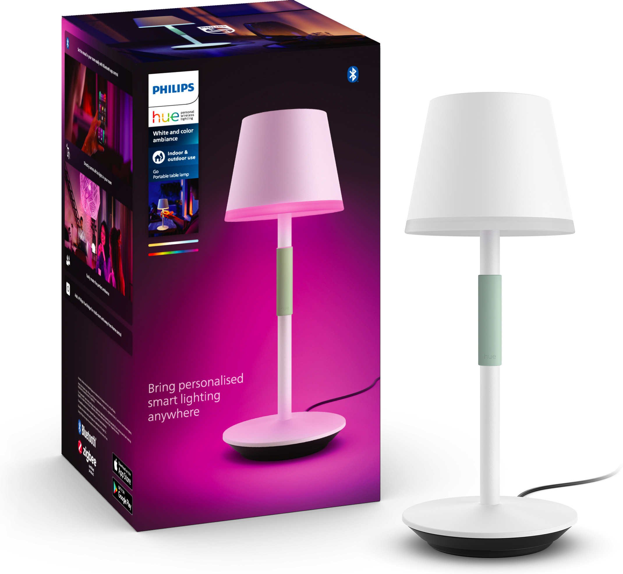 Philips Hue Go kaasaskantav nutikas laualamp, valge