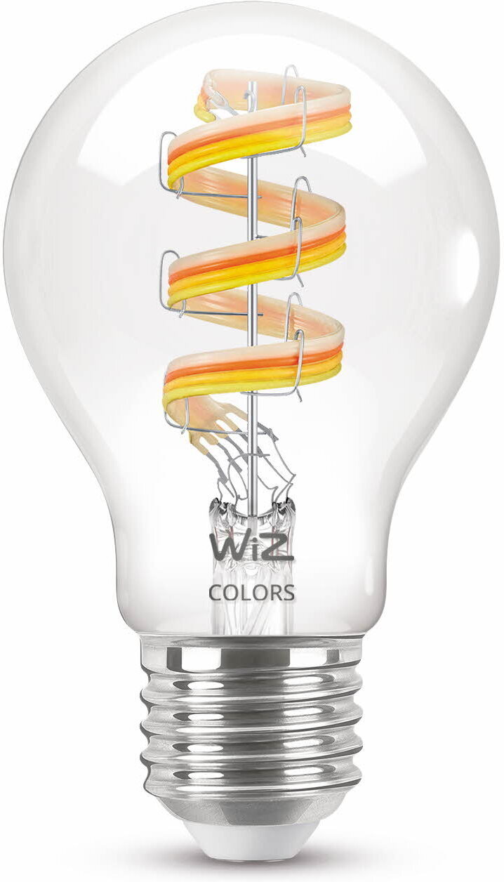 WiZ nutilamp, E27, A60, RGB, Wi-Fi, 2200-6500 K, 470 lm, läbipaistev, 1 tk