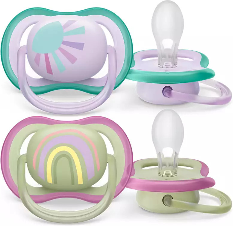 Philips Avent SCF085/59 Ultra Air lutid 0-6 kuud, 2 tk, vikerkaarevärvi