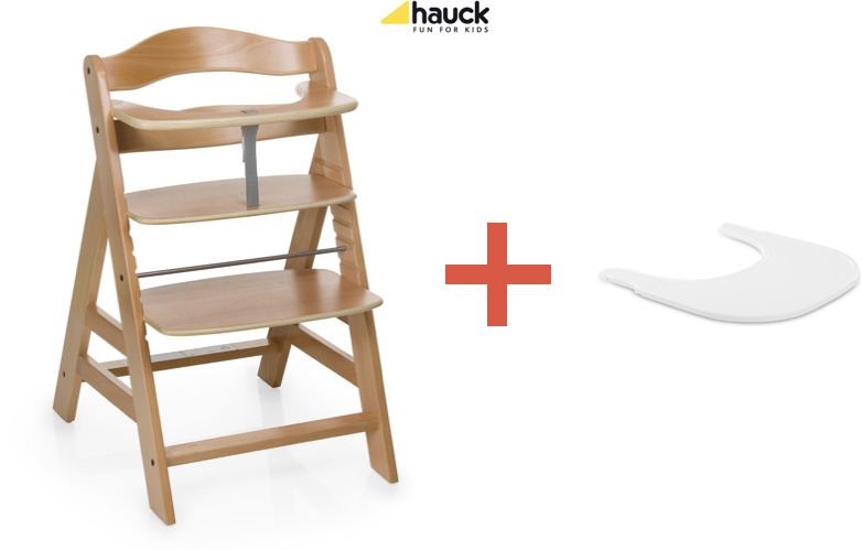 Hauck Alpha+ söögitool, naturaalne + Alpha Click kandik, valge