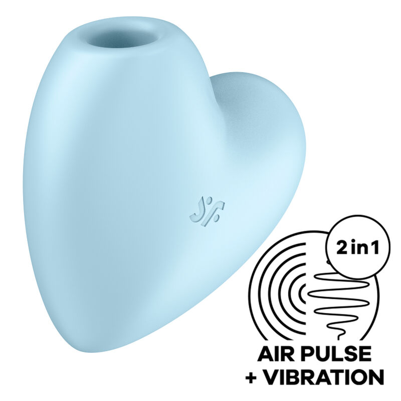 CUTIE HEART AIR PULSE STIMULATOR & VIBRATOR BLUE