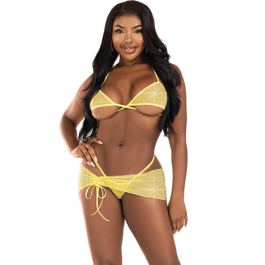 THREE PIECES DIAMONDS SET YELLOW S/M