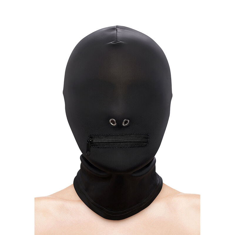 FETISH & FASHION CLOSED ZIPPERED MOUTH HOOD NYLON BLACK