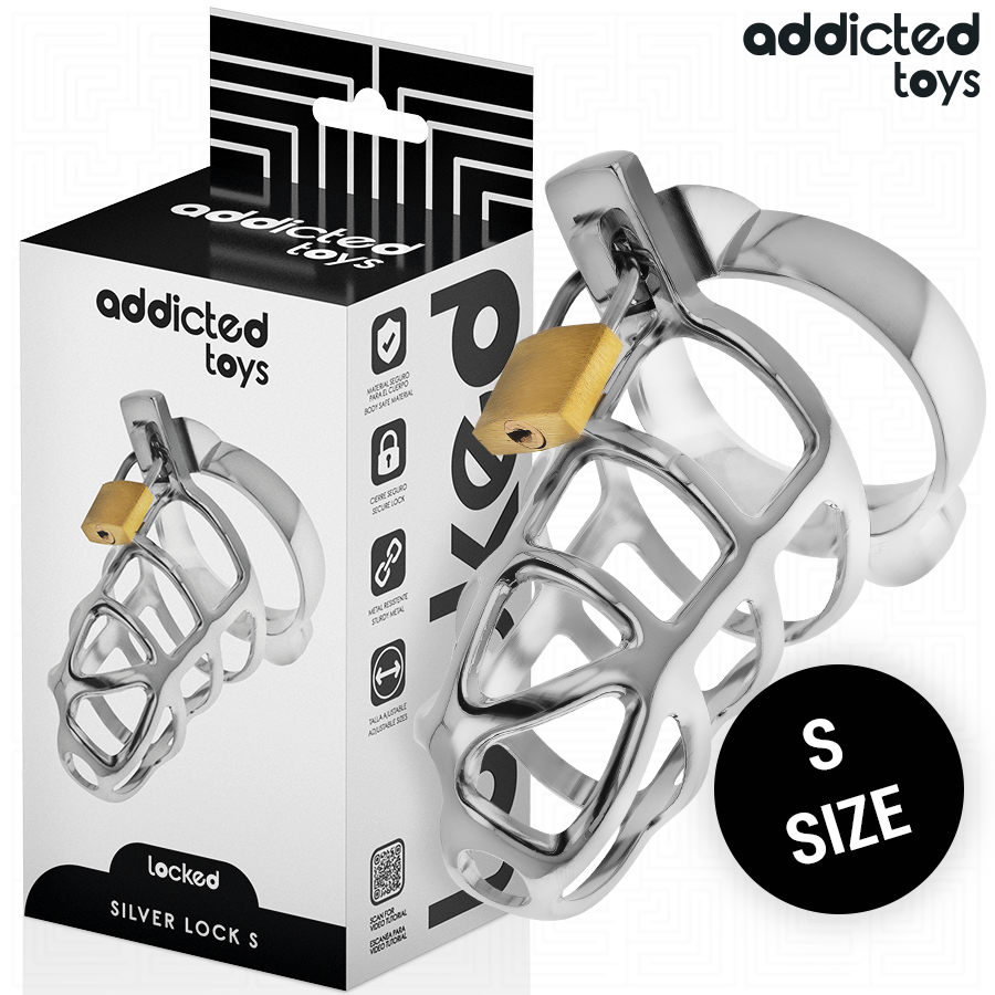 SILVER LOCK METAL PENIS CAGE SIZE S