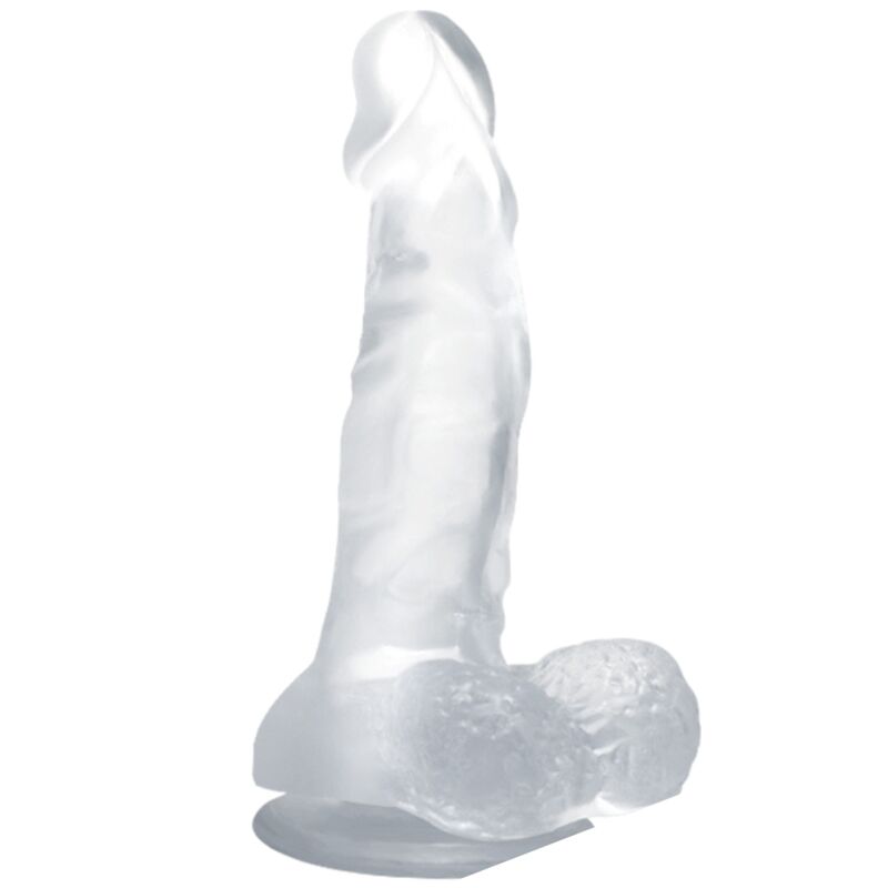 REALISTIC DILDO WITH SUCTION CUP AND TESTICLES 16.7 CM TRANSPARENT