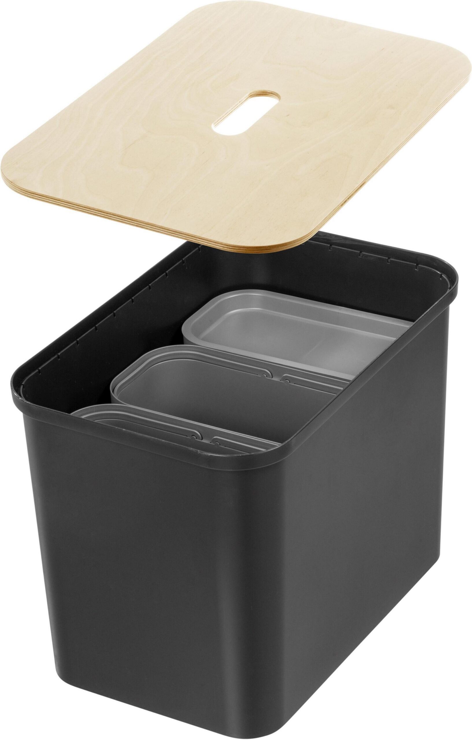 SmartStore Collect Sorteerimiskomplekt vineerist kaanega, 76 l, must