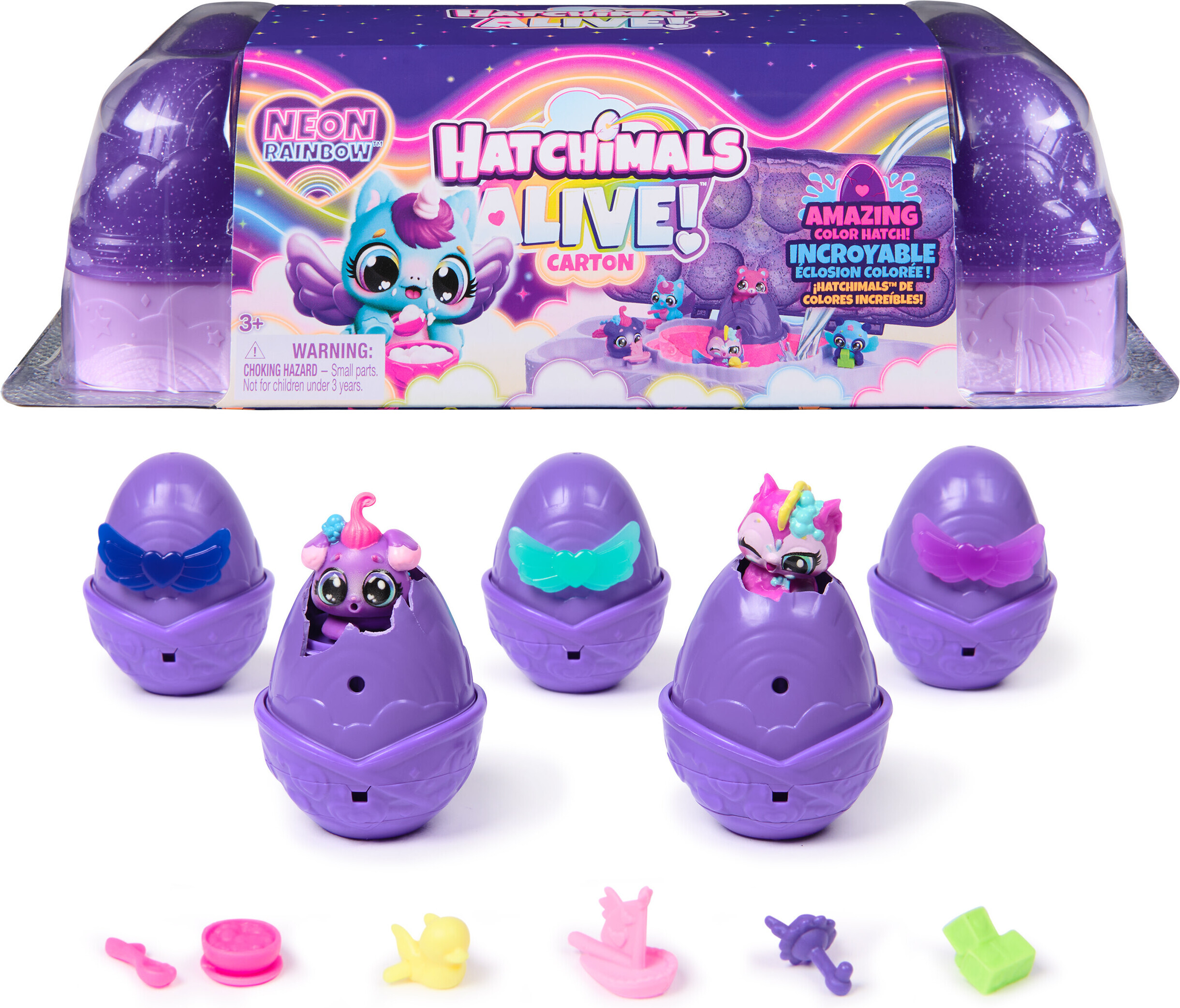 Hatchimals Alive! Neoonvikerkaarevärvilised papist mängufiguurid