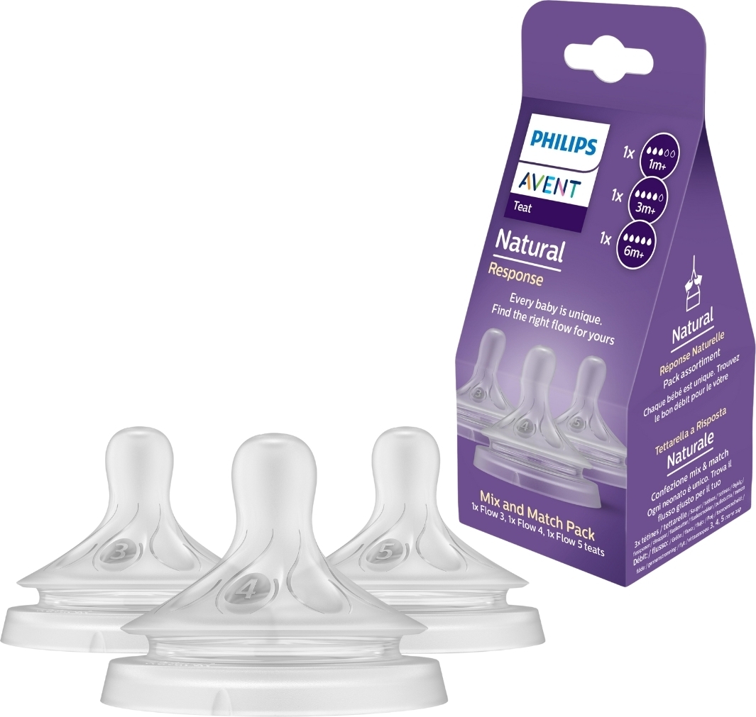 Philips Avent SCY960/03 Natural Response pudeliluttide komplekt, voolukiirused 3 (1 kuu+), 4 (3 kuud+), 5 (6 kuud+)
