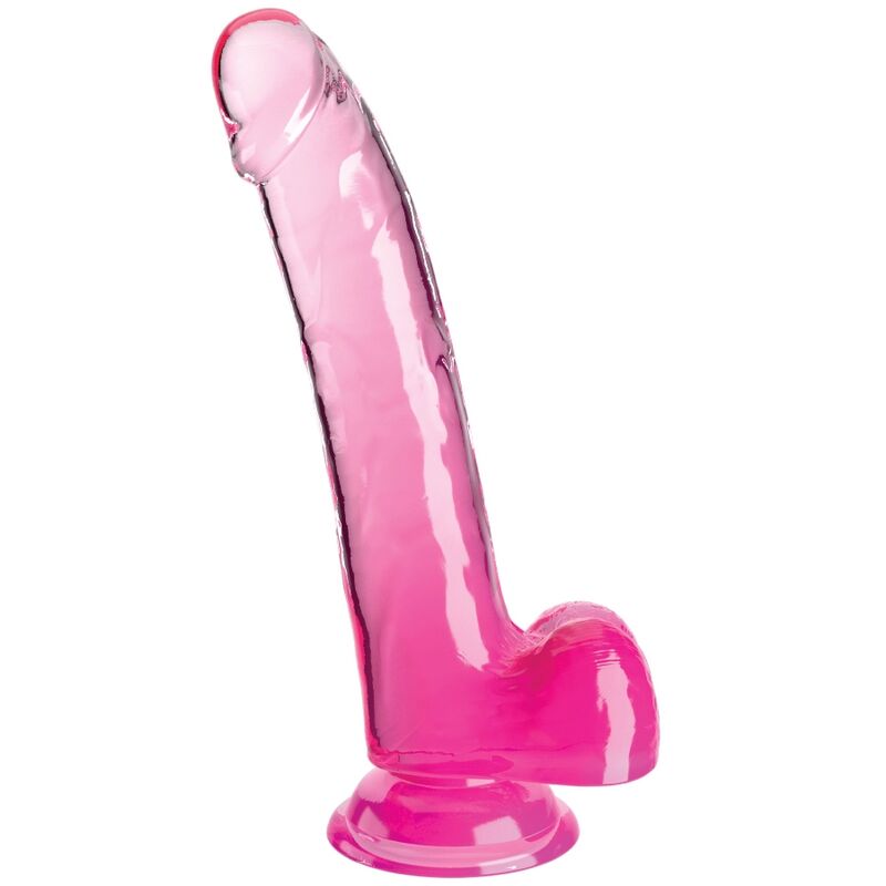 CLEAR DILDO WITH TESTICLES 20.3 CM PINK
