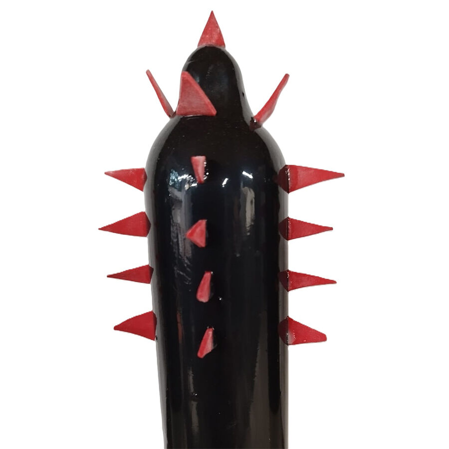HANDPAINTED NOVELTY CONDOMS BLACK CACTUS XL