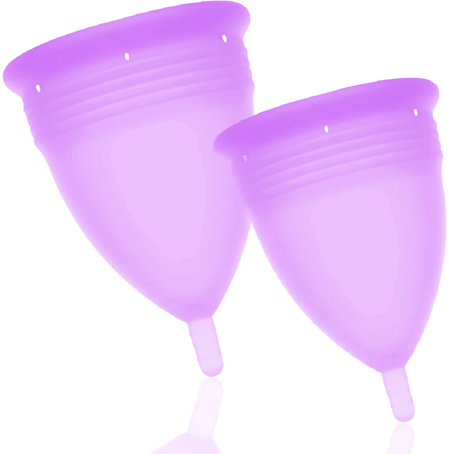 FDA SILICONE MENSTRUAL CUP PACK SIZE S + L LILAC - Image 2