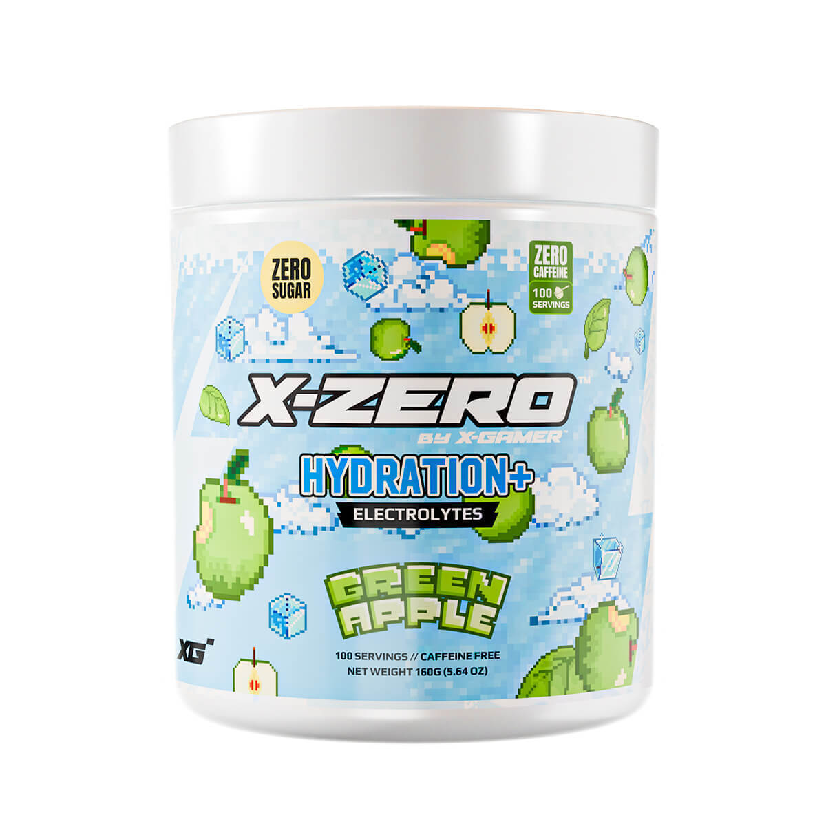 X-Zero by X-Gamer Hydration+ rohelise õuna elektrolüüdipulber, 160g