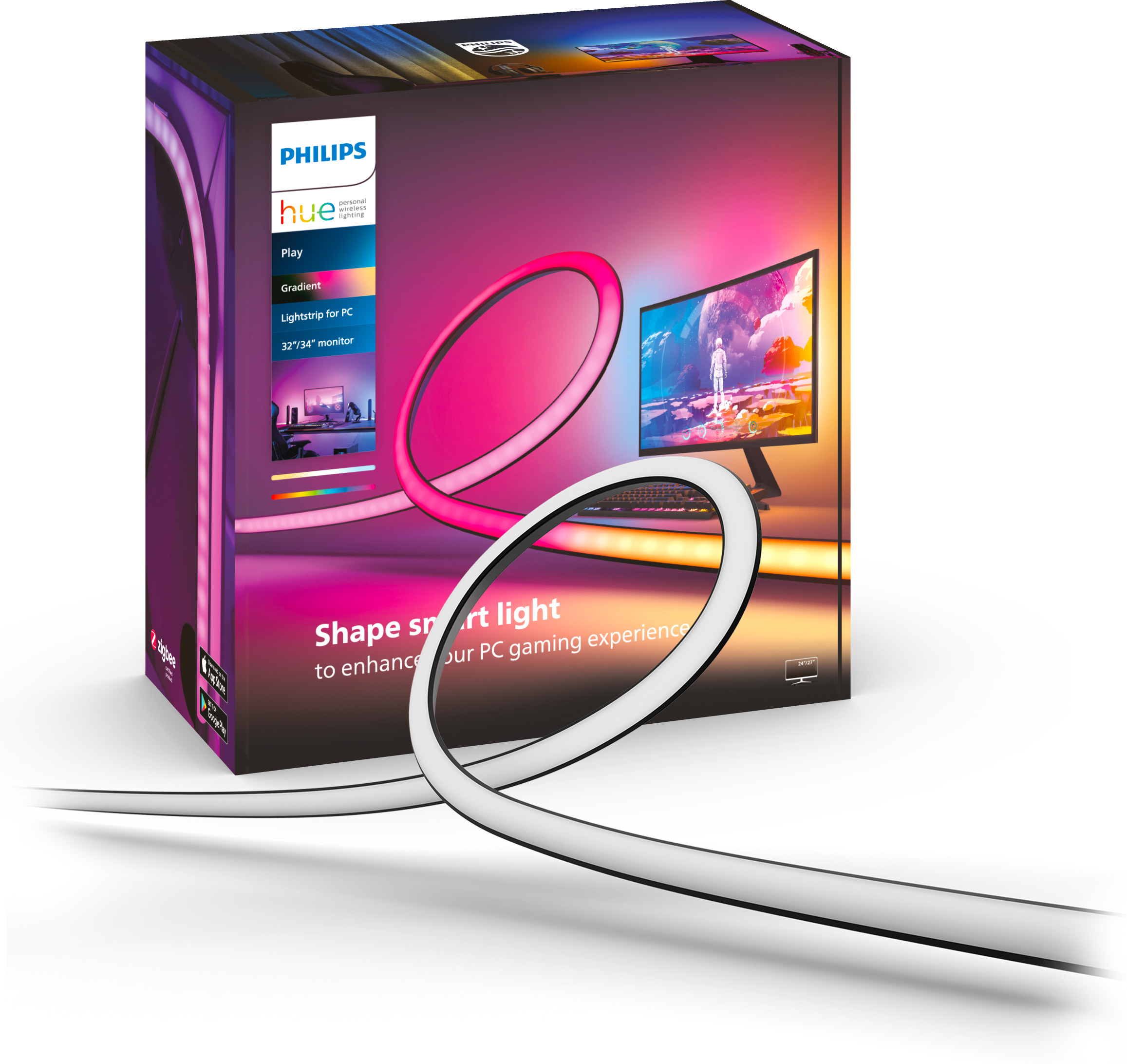 Philips Hue LightStrip Gradient arvutile - nutikas LED-valgusriba, 32-tollisele ekraanile