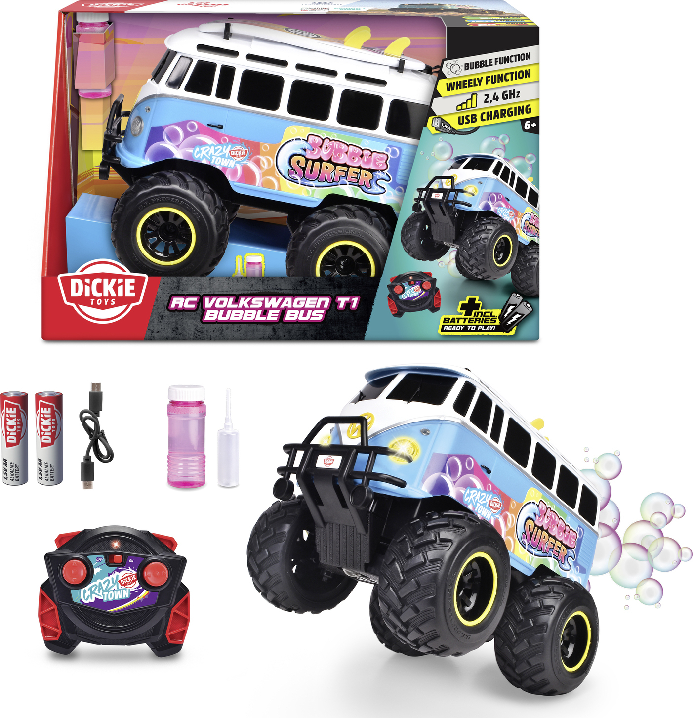Simba Dickie Volkswagen T1 Bubble Bus - kaugjuhtimisega seebimullibuss