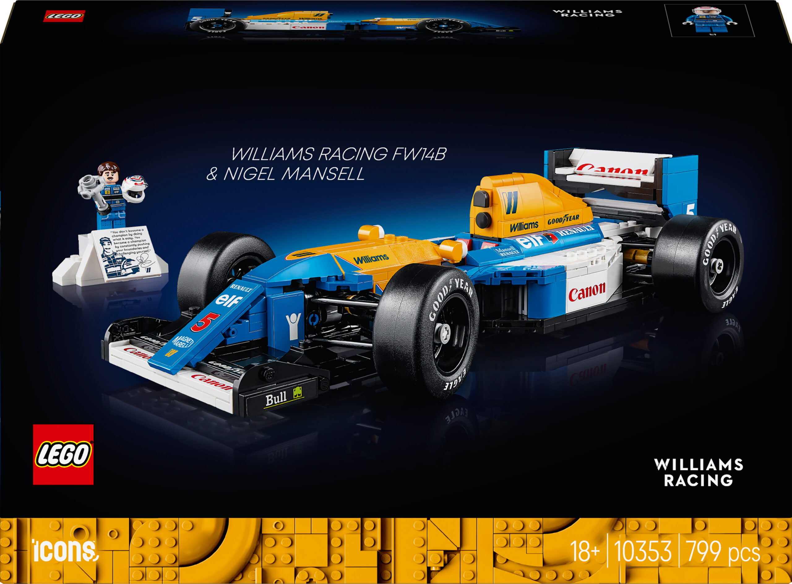 LEGO Icons 10353 - Williams Racing FW14B ja Nigel Mansell