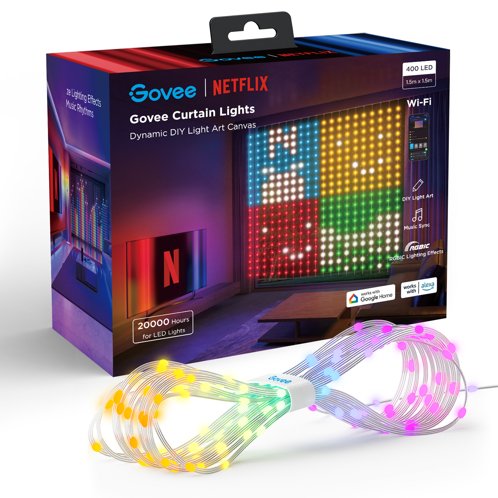 Govee WiFi ja Bluetooth kardinavalgusti Netflixi versiooni kardinavalgusti