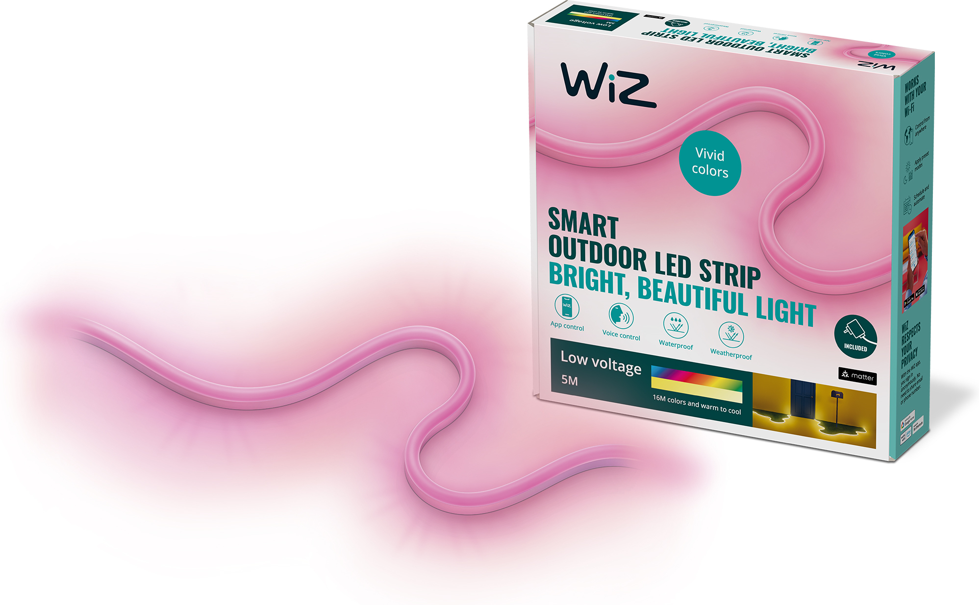 WiZ Outdoor RGBW LED-riba õuevalgusriba, 5 m, komplekt