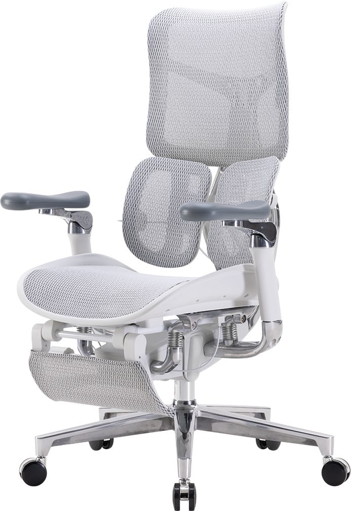 Sihoo Doro S300 ergonoomiline kontoritool jalatoega, valge