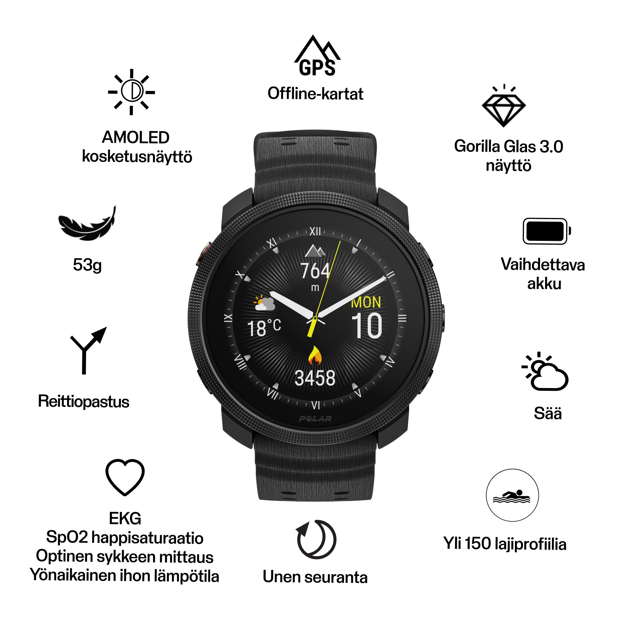 Polar Vantage M3 spordikell, must, S-L - Image 2