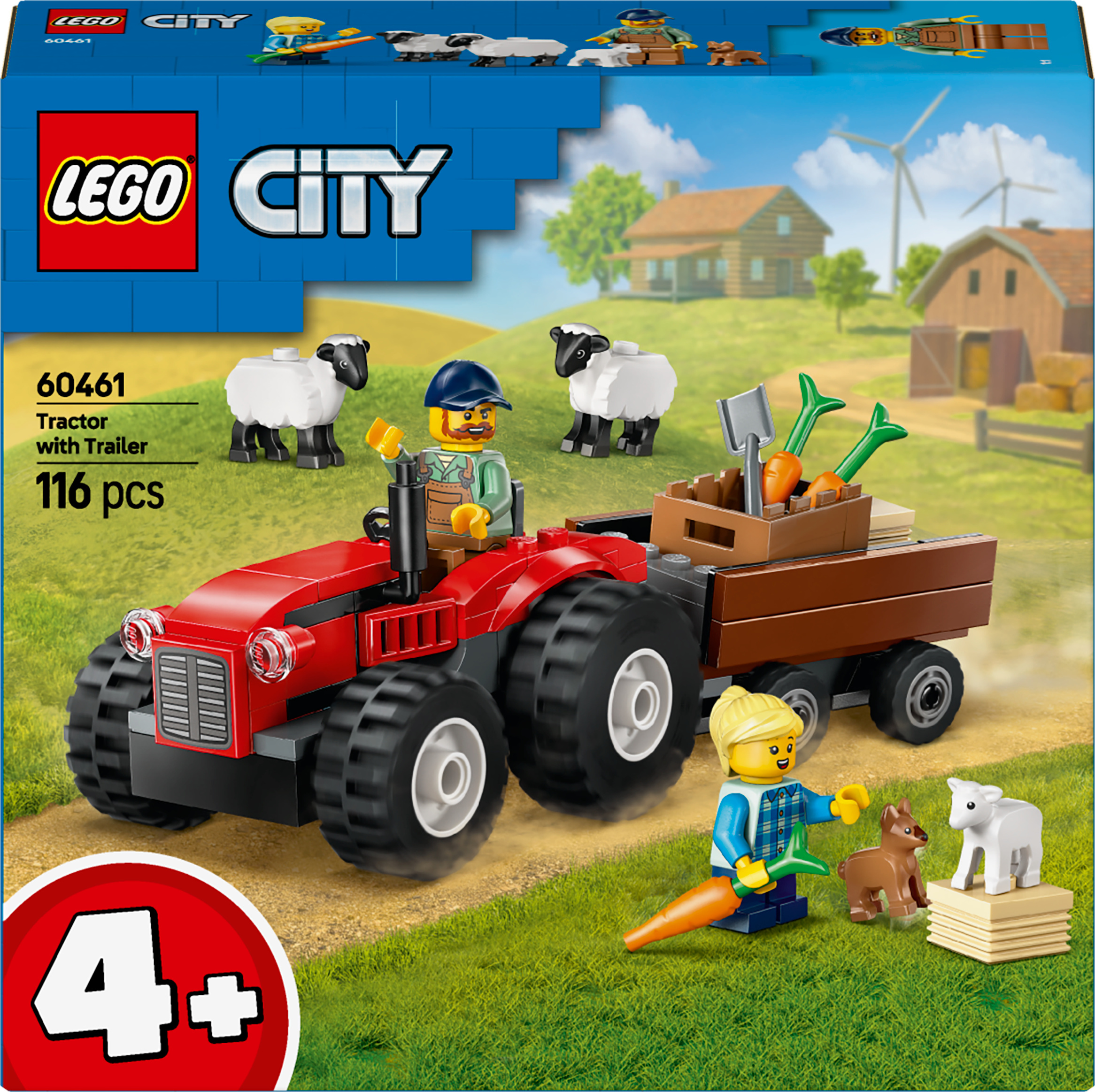 LEGO City 60461 – Punane farmitraktor, haagis ja lambad