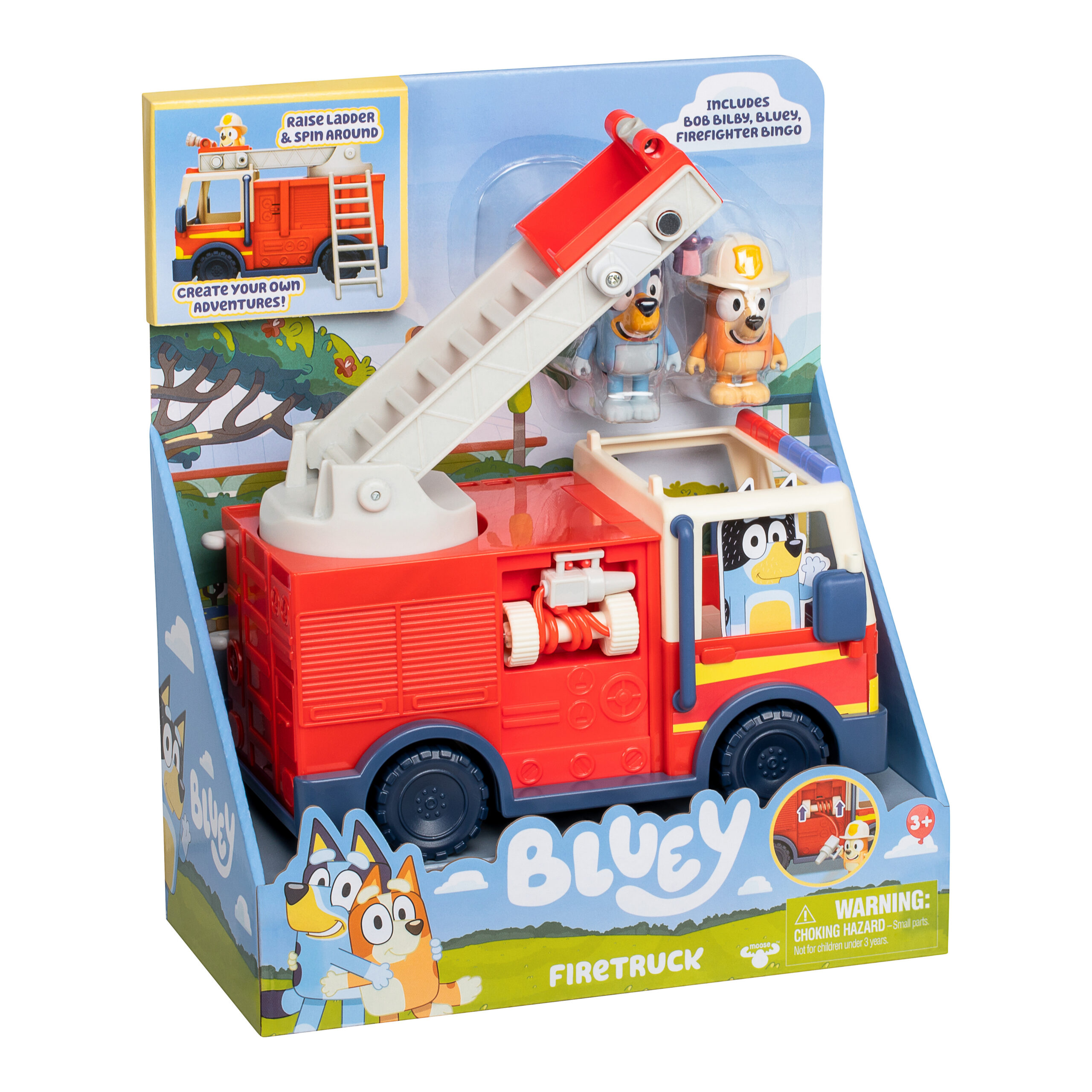 Bluey tuletõrjeauto ja 3 figuuri