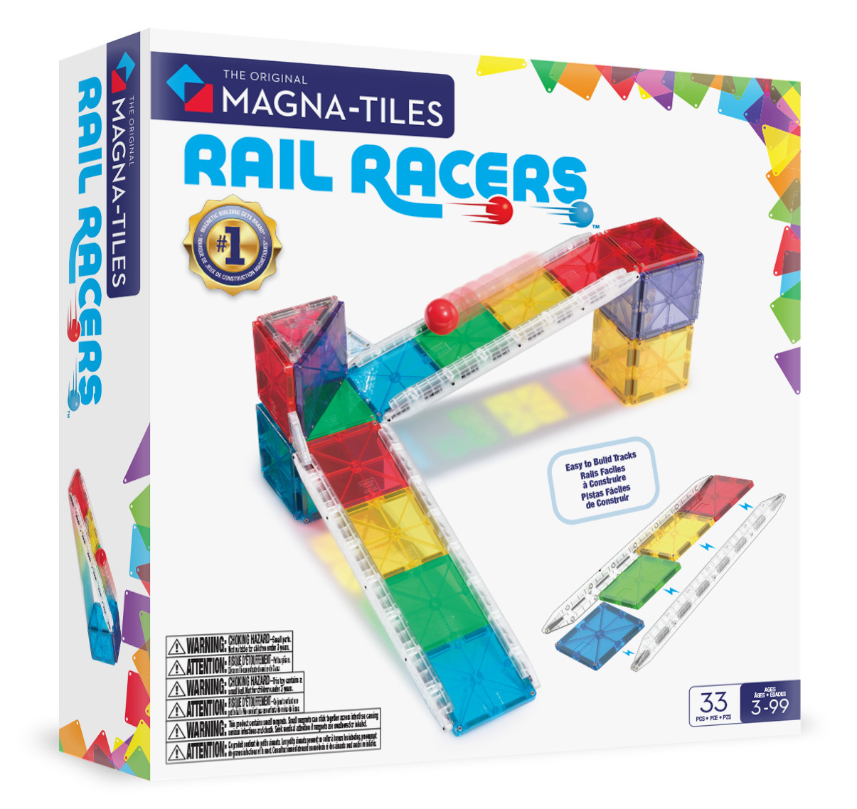 MAGNA-TILES® Rail Racer väike magnetiline pallirada, 33 osa