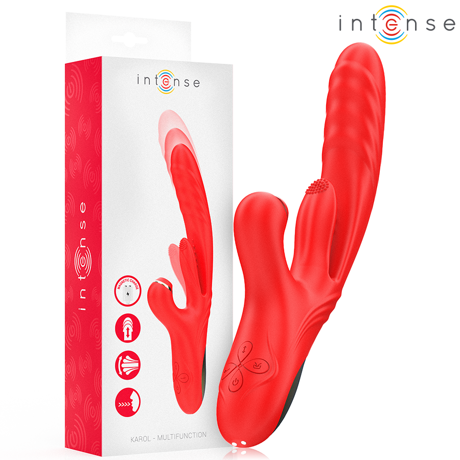 KAROL MULTIFUNCTION VIBRATOR THRUST & STIMULATION & STIMULATING WAVES RED