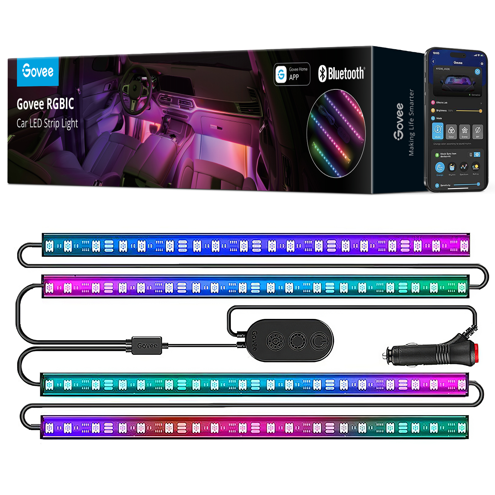 Govee RGBIC auto sisevalgustuse LED-ribad, 12 V