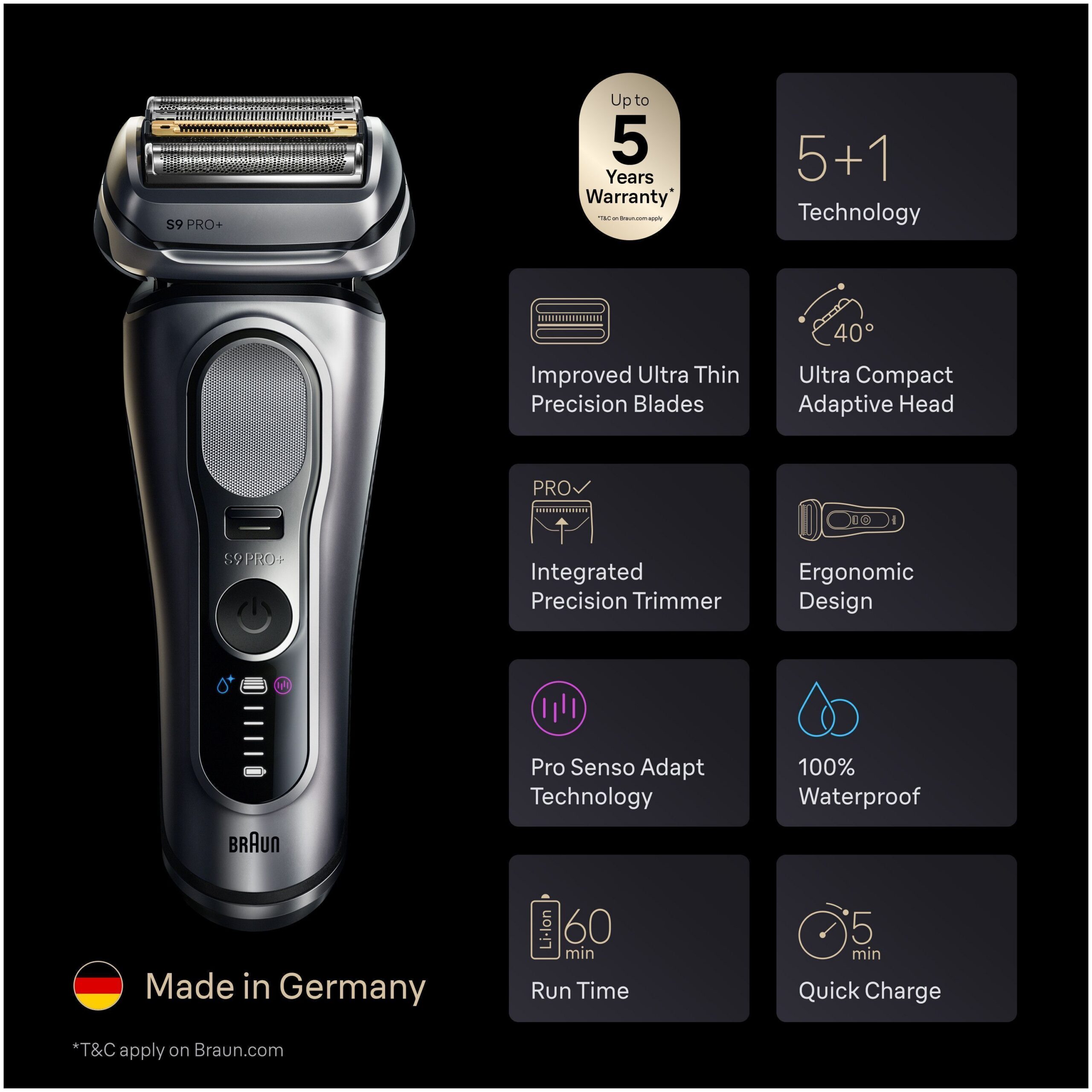 Braun Series 9 PRO+ 9667CC märg- ja kuivkasutusega pardel SmartCare jaamaga, hõbedane - Image 4